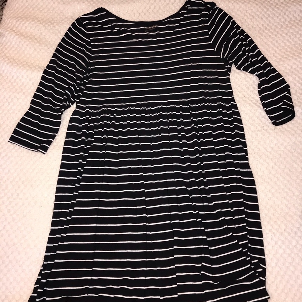 Black and white striped dress